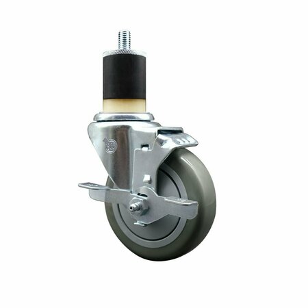 SERVICE CASTER 4'' Gray Poly Swivel 1-7/8'' Expanding Stem Caster with Brake SCC-EX20S414-PPUB-TLB-178